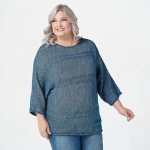 DENIM & Co.‎ Naturals Cable Knit Dolman Sleeve Swea